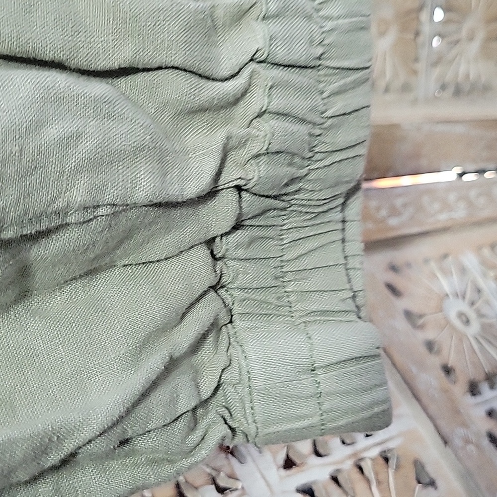 H by Halston Green 100% Linen Joggers L - Picture 5 of 10